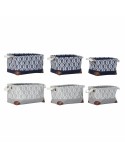 Set di Cestini DKD Home Decor Bianco Marrone Grigio Blu Marino Foglia della pianta Boho 40 x 30 x 24 cm Plastica 3 Pezzi (2 Unit