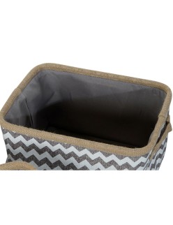 Set di Cestini DKD Home Decor Bianco Grigio Juta Iuta Zig zag Boho 36 x 31 x 20 cm 3 Pezzi