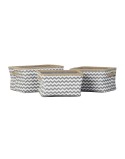 Set di Cestini DKD Home Decor Bianco Grigio Juta Iuta Zig zag Boho 36 x 31 x 20 cm 3 Pezzi