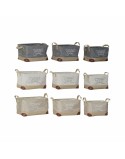 Korb-Set DKD Home Decor Beige Grau Hellbraun 40 x 30 x 24 cm Polyester Holz 3 Stücke (3 Stück)