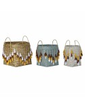 Set di Cestini DKD Home Decor Multicolore Bambù Frange Boho 3 Pezzi