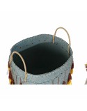 Set di Cestini DKD Home Decor Multicolore Bambù Frange Boho 3 Pezzi