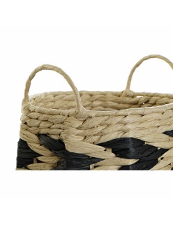 Set di Cestini DKD Home Decor Nero Marrone Chiaro Fibra naturale Boho 30 x 30 x 30 cm 2 Pezzi (2 Unità)