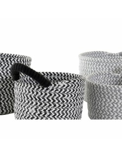 Set di Cestini DKD Home Decor Nero Grigio Fibra naturale Loft (18 x 18 x 14 cm)