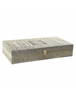 Scatola-Portagioie DKD Home Decor Fiore Legno Alluminio Arabo (38 x 20 x 7.5 cm) (1 pcs)