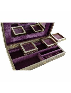 Caja-Joyero DKD Home Decor Madera Aluminio Árabe Flor (1 pcs) (38 x 20 x 7.5 cm)