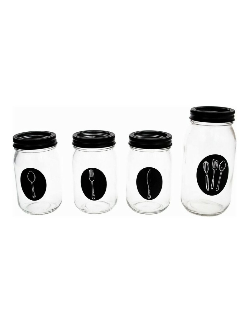 Range-couverts Vivalto Noir Transparent Métal verre 9 x 9 x 17 cm