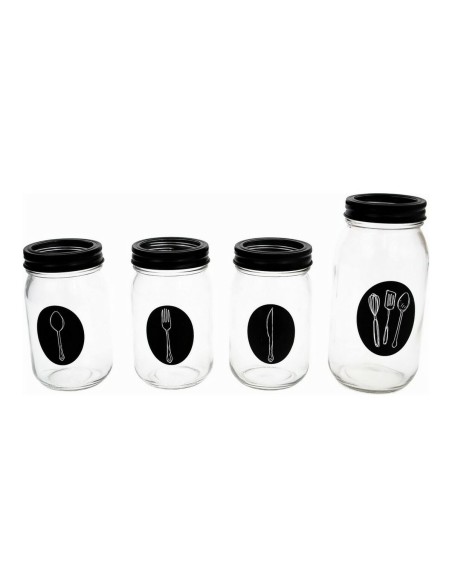 Range-couverts Vivalto Noir Transparent Métal verre 9 x 9 x 17 cm