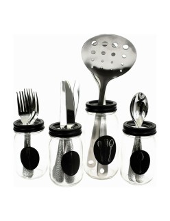 Range-couverts Vivalto Noir Transparent Métal verre 9 x 9 x 17 cm