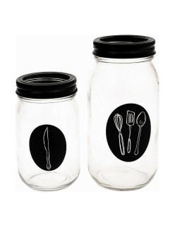 Range-couverts Vivalto Noir Transparent Métal verre 9 x 9 x 17 cm
