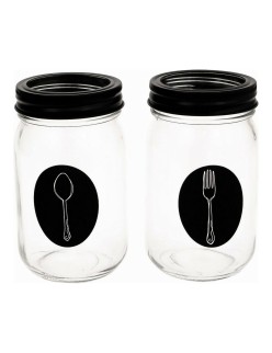 Range-couverts Vivalto Noir Transparent Métal verre 9 x 9 x 17 cm