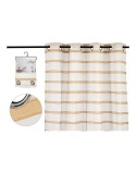 Curtain Net curtain Stripes Brown Polyester (140 x 260 cm)