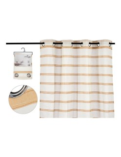 Curtain Net curtain Stripes Brown Polyester (140 x 260 cm)