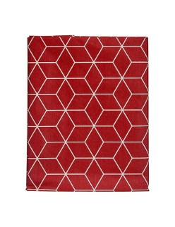 Tovaglia Kinvara CUBIC-26195-1 Bianco Rosso Granato Tela