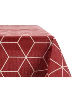 Toalha de Mesa Kinvara CUBIC-26195-1 Branco Grená Loneta