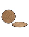 Tapis negro Fibra Noir Marron Naturel Fibre naturelle 80 x 1 x 80 cm Marron naturel (Ø 80 cm)