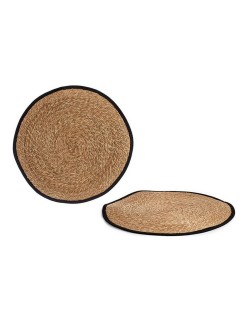 Alfombra negro Fibra Negro Marrón Natural Fibra natural 80 x 1 x 80 cm Marrón natural (Ø 80 cm)