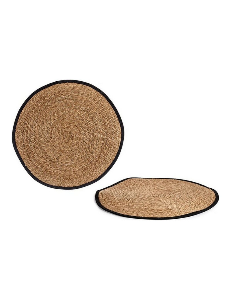 Alfombra negro Fibra Negro Marrón Natural Fibra natural 80 x 1 x 80 cm Marrón natural (Ø 80 cm)