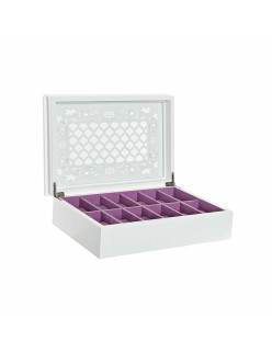 Scatola-Portagioie DKD Home Decor Orologi 29 x 20 x 9,5 cm Cristallo Lilla Bianco Legno MDF