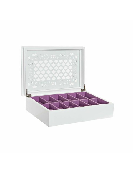 Caja-Joyero DKD Home Decor Relojes 29 x 20 x 9,5 cm Cristal Lila Blanco Madera MDF Caja-Joyero DKD Home Decor Relojes 29 x 20 x 9,5 cm Cristal Lila Blanco Madera MDF