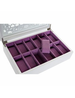 Caja-Joyero DKD Home Decor Relojes 29 x 20 x 9,5 cm Cristal Lila Blanco Madera MDF