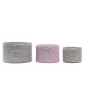 Conjunto de Cestas DKD Home Decor Cinzento Cor de Rosa Polipropileno 27 x 27 x 17 cm