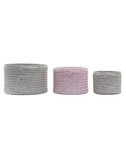 Set di Cestini DKD Home Decor Grigio Rosa polipropilene 27 x 27 x 17 cm