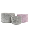 Conjunto de Cestas DKD Home Decor Cinzento Cor de Rosa Polipropileno 27 x 27 x 17 cm