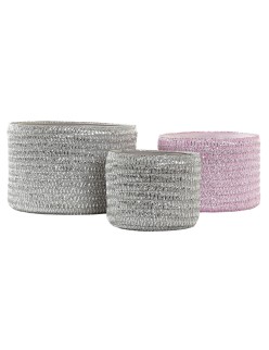 Set di Cestini DKD Home Decor Grigio Rosa polipropilene 27 x 27 x 17 cm
