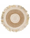 Alfombra DKD Home Decor 140 x 140 x 1 cm Natural Beige Marrón Poliéster Algodón Tropical Jute Flecos