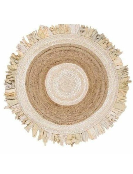 Alfombra DKD Home Decor 140 x 140 x 1 cm Natural Beige Marrón Poliéster Algodón Tropical Jute Flecos Alfombra DKD Home Decor 140 x 140 x 1 cm Natural Beige Marrón Poliéster Algodón Tropical Jute Flecos