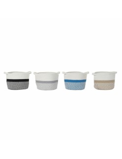 Cestino DKD Home Decor Azzurro Nero Beige Grigio 25 x 25 x 20 cm (4 Pezzi)