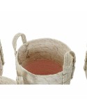 Set di Cestini DKD Home Decor Naturale Rosa Verde Fibra naturale 30 x 30 x 32 cm Boho (2 Unità)