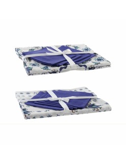 Tovaglia e tovaglioli DKD Home Decor Azzurro Bianco 150 x 150 x 0,5 cm (2 Unità)
