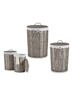 Laundry Basket Kipit White Grey wicker 40 L 76 L 44 x 56 x 44 cm