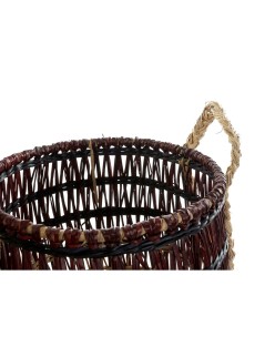 Set de basket DKD Home Decor Naturel Lila Herbier marin Tropical 39 x 39 x 41 cm 3 Pièces
