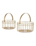 Set di Cestini Dorato Metallo 2 Pezzi