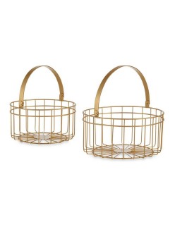 Set di Cestini Dorato Metallo 2 Pezzi