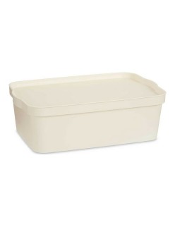Caja de Almacenaje con Tapa Kipit TP595-4 Crema Plástico 14 L 29,5 x 14,3 x 45 cm