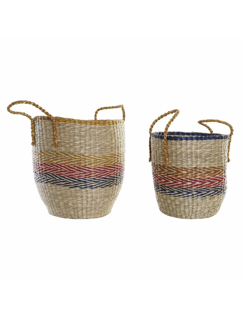 Set di Cestini DKD Home Decor Arancio Verde Erba di mare (35 x 22 x 46 cm) (2 pcs)