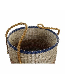 Conjunto de Cestas DKD Home Decor Laranja Verde Zostera marina (35 x 22 x 46 cm) (2 pcs)