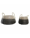 Set di Cestini DKD Home Decor Naturale Grigio Erba di mare (52 x 52 x 44 cm) (2 pcs)