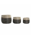 Set di Cestini DKD Home Decor Naturale Grigio Erba di mare (3 pcs) (37 x 37 x 40 cm)