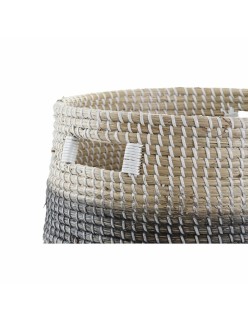 Set di Cestini DKD Home Decor Naturale Grigio Erba di mare (3 pcs) (37 x 37 x 40 cm)