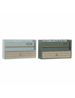 Contenitore per Sistemare Multiuso DKD Home Decor LD-181379 Verde polipropilene Legno MDF 30 x 9 x 17 cm (2 Unità)