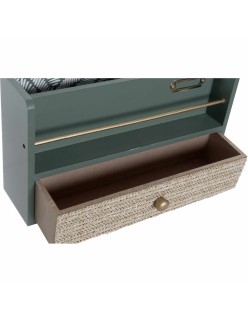 Contenitore per Sistemare Multiuso DKD Home Decor LD-181379 Verde polipropilene Legno MDF 30 x 9 x 17 cm (2 Unità)