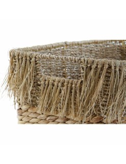 Set di Cestini DKD Home Decor Marrone Multicolore Naturale Frange 40 x 30 x 26 cm