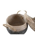 Set di Cestini DKD Home Decor Grigio Naturale Bicolore Erba di mare Boho 41 x 41 x 33 cm (2 Unità)