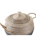 Set di Cestini DKD Home Decor Grigio Naturale Bicolore Erba di mare Boho 41 x 41 x 33 cm (2 Unità)