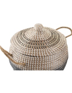 Set di Cestini DKD Home Decor Grigio Naturale Bicolore Erba di mare Boho 41 x 41 x 33 cm (2 Unità)